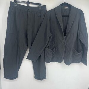 Pact Womens Large Organic Cotton Blazer Jacket Pants Set Outfit Gauze Lounge